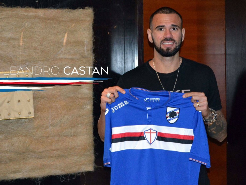 Leandro Castán, en su presentación con la Sampdoria. UCSampdoria