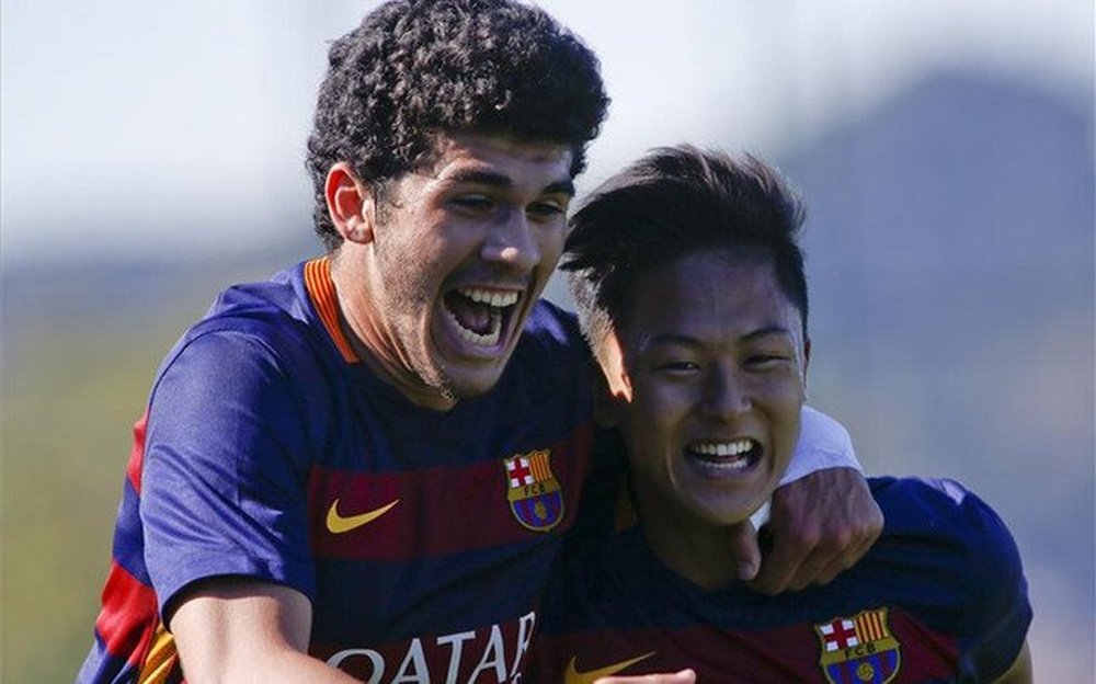 Lee y Aleñá, dos jugadores fundamentales para el pase a cuartos del Barça en la Youth League. Twitter
