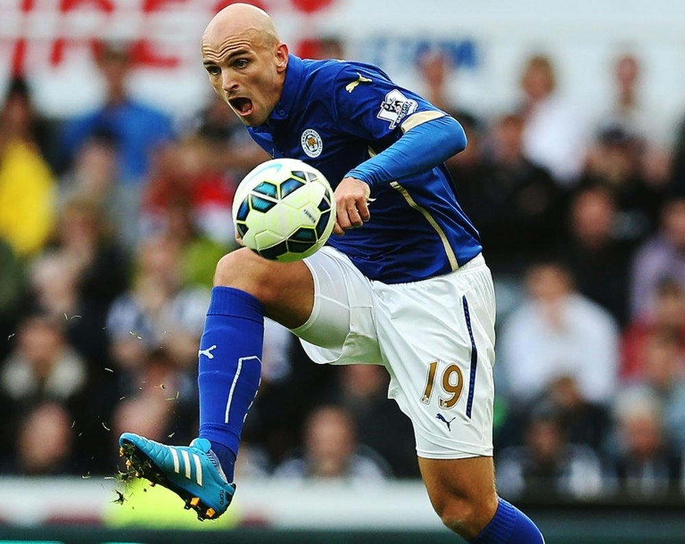 Leicester City midfielder Esteban Cambiasso controls the ball on October 18, 2014