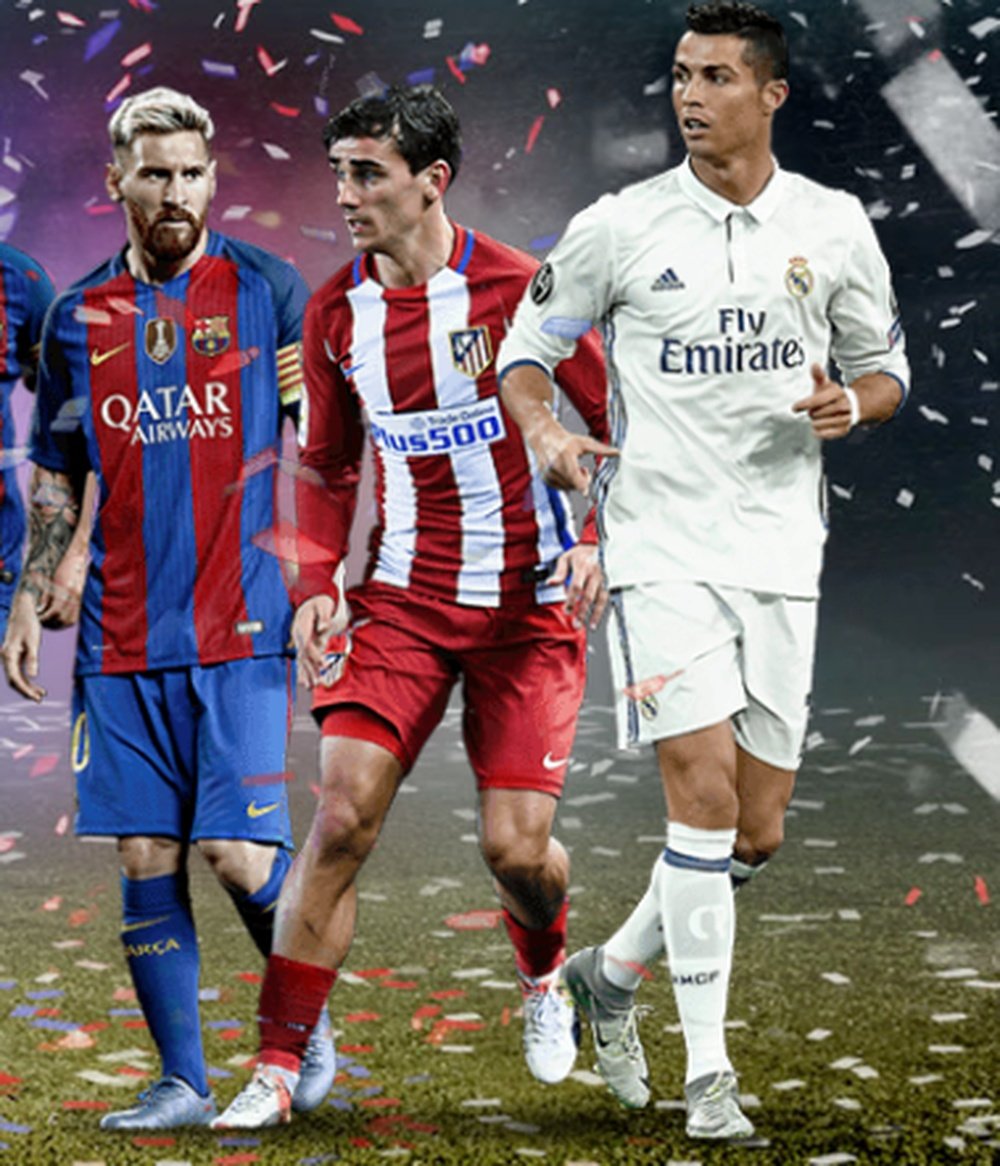 Ronaldo, Antoine Griezmann et Lionel Messi. BeSoccer