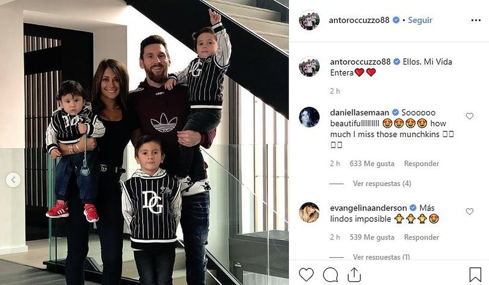 A foto familiar de Messi. Instagram/Antoroccuzzo88
