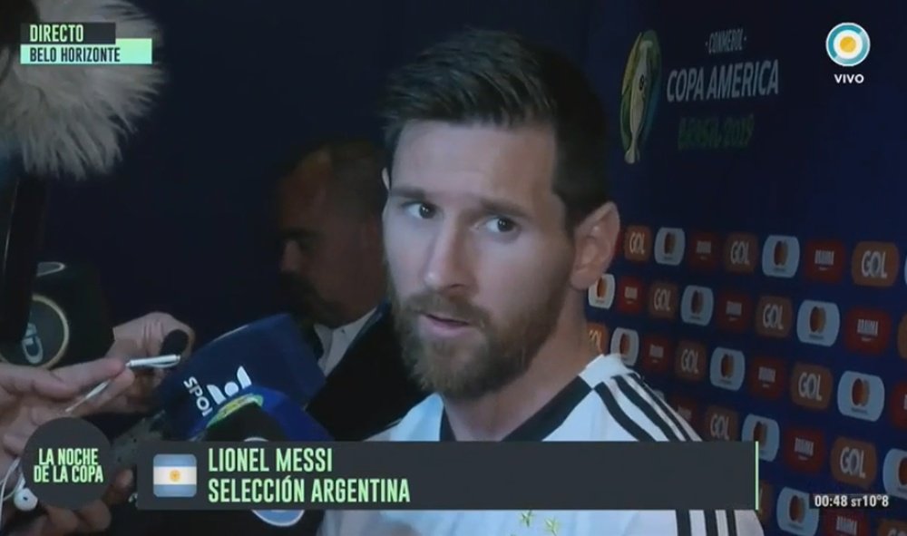 El aviso de Messi. Captura/TVPublica