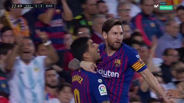 Messi drilled home from range. Screenshot/Movistar