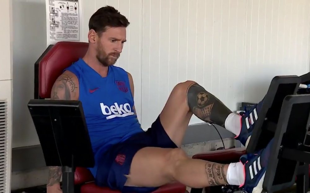 Messi trabalha duro para retornar. Twitter/FCBarcelona_es