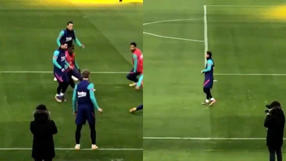Messi trains ahead of Bilbao match. Screenshots/RFEF
