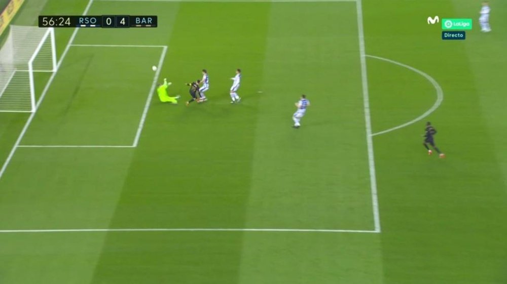 Lionel Messi scored for Barca against Real Sociedad. Screenshot/MovistarLaLiga