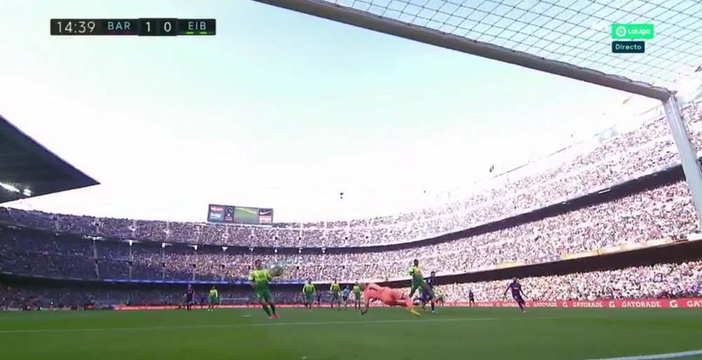 Il goal dell'1-0 di Messi. MovistarLaLiga