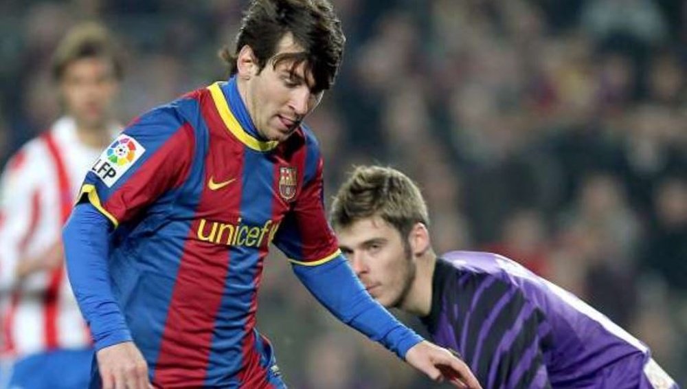 Leo Messi le marcó un 'hat trick' a De Gea. EFE