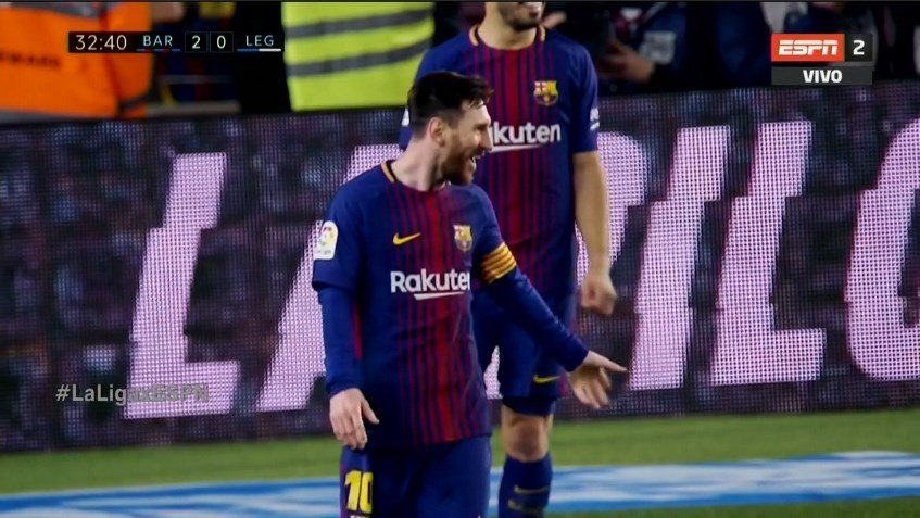 Messi coolly slotted home his second. Captura/ESPN