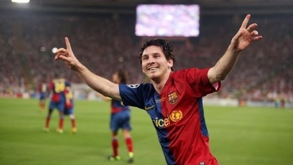 Messi celebrating hisgoal in Rome back in 2009. Twitter
