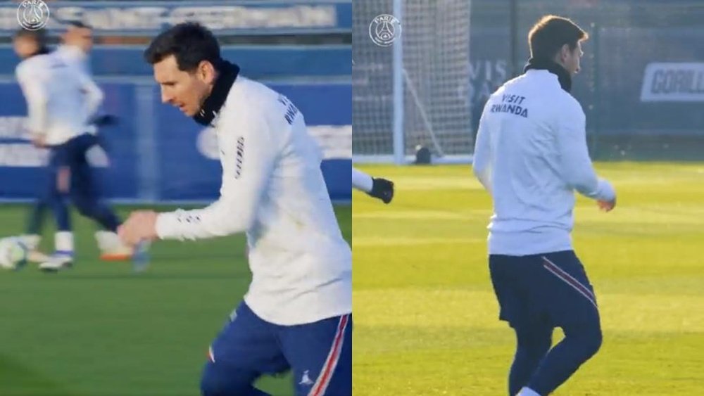 Messi voltou aos treinos. Capturas/PSG