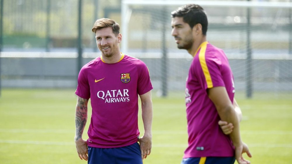 Leo Messi y Luis Suárez, en un entrenamiento del Barcelona. FCBarcelona