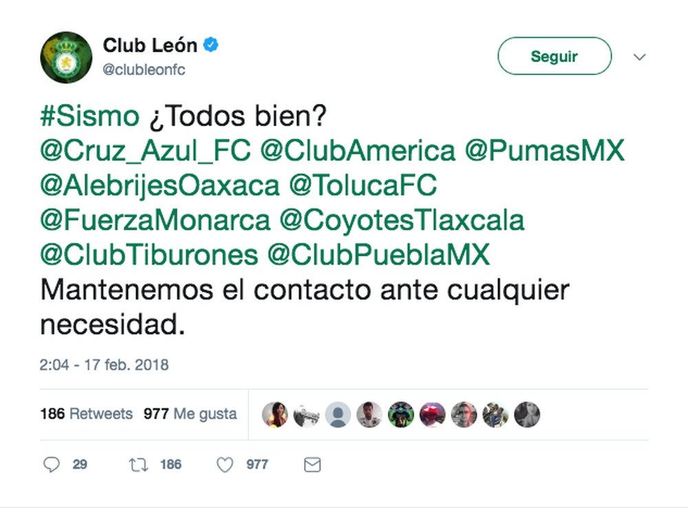 León comenzó la cadena de mensajes. ClubLeón