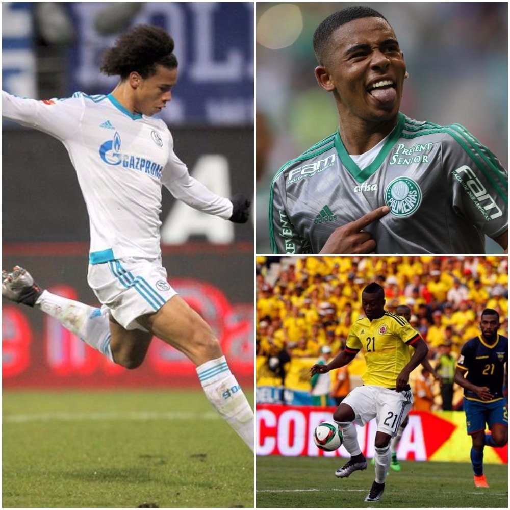 Leroy Sane (L) Gabriel Jesus (upper right) and Marlos Moreno (lower right). EFE/Palmeiras/EFE/APA