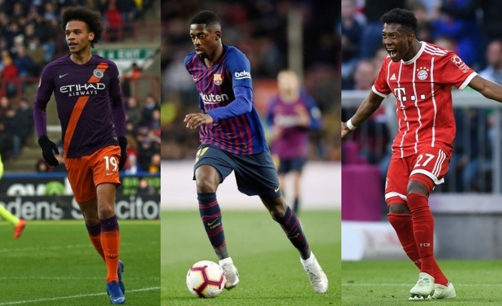 Sané, Démbélé e Alaba têm pouca relação, mas o trio está nos planos do Bayern. AFP