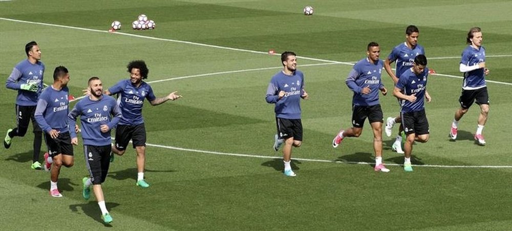 Les joueurs du Real Madrid lors d'un entraînement à Valdebebas. EFE