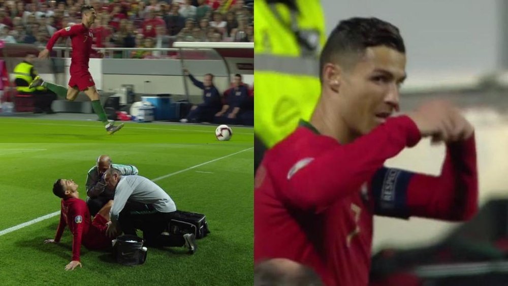 Cristiano Ronaldo teve de sair lesionado. Capturas/Cuatro