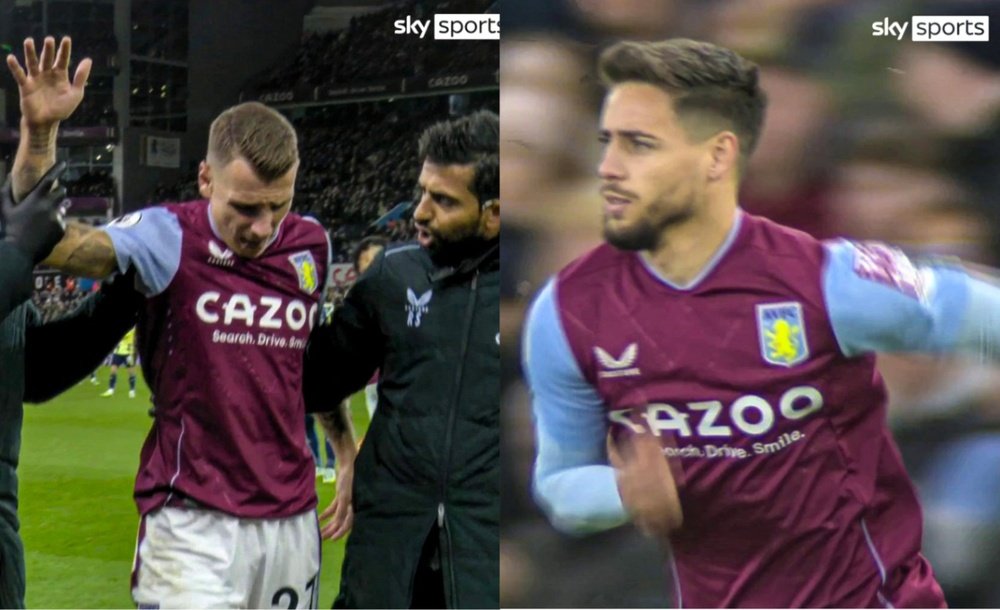 Álex Moreno salió desde el banquillo ante el Leeds. Capturas/SkySports