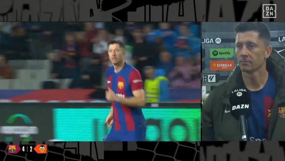 Lewandowski mandó un recado tras el 'hat trick'. Captura/DAZN