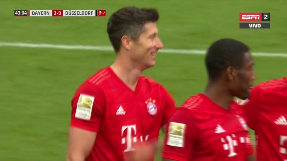 Lewandowski culminó un gran gol del Bayern. Movistar/LigadeCampeones