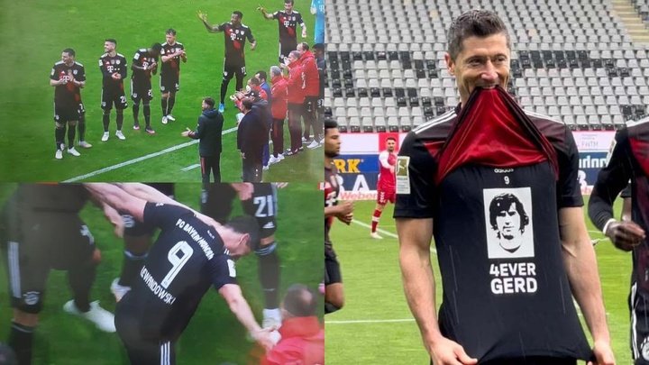 La pactada celebración de Lewandowski: pasillo, camiseta para Müller...