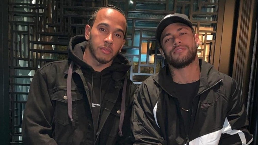 Neymar y Hamilton coincidieron en Doha. Instagram