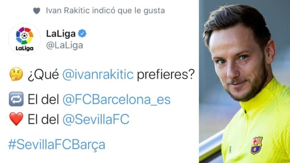 Rakitic coloca a internet de pernas pro ar. Twitter/LaLiga