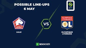Lille v Lyon, matchday 32, Ligue 1, 06/05/2024, possible lineups. BeSoccer