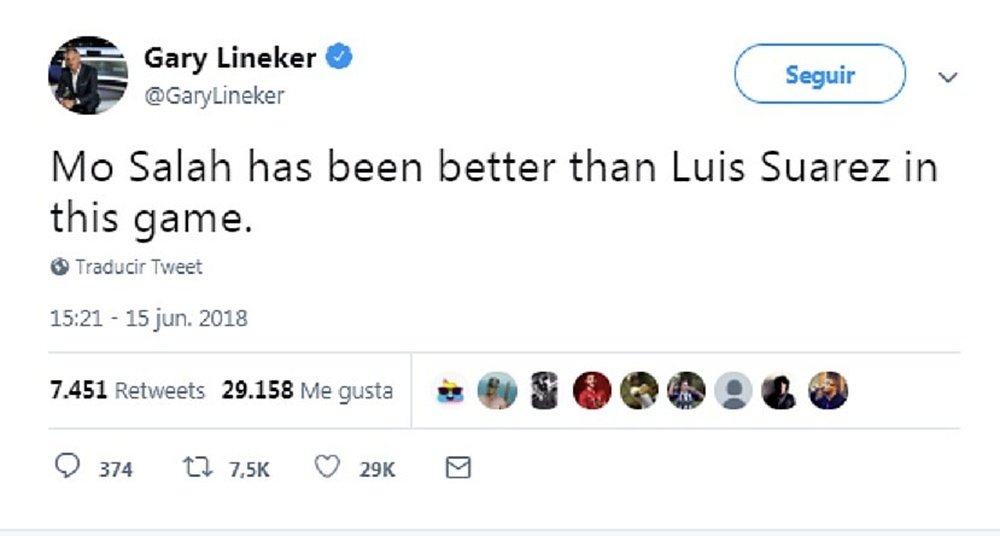 Lineker cargó contra Suárez. Twitter/GaryLineker