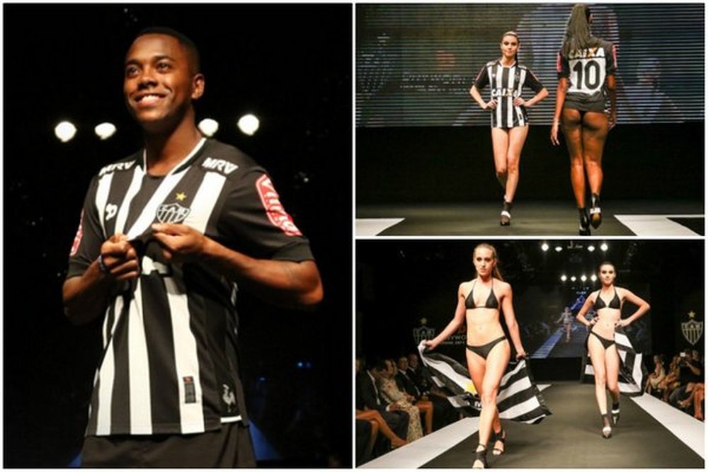 Lingerie models reveal Atletico Mineiro's new kit. Twitter