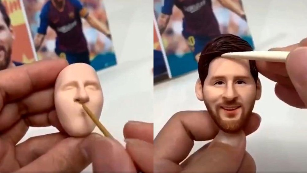 Messi, en plastilina. Capturas/Twitter/FCBarcelona_es