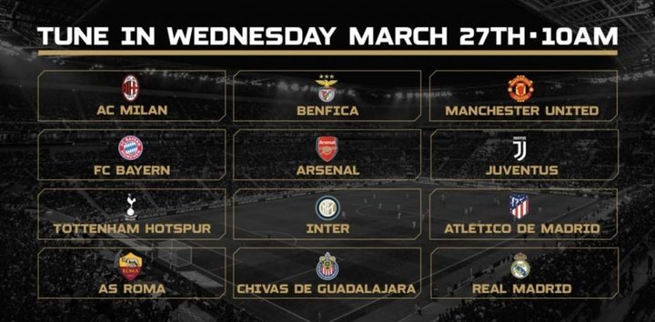 The 12 teams which will play the 2019 International Champions Cup