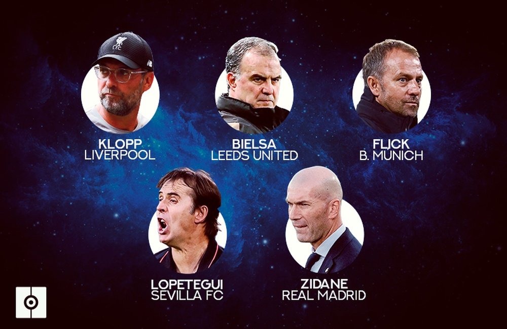 Les 5 nommés pour le prix FIFA The Best Coach. besoccer