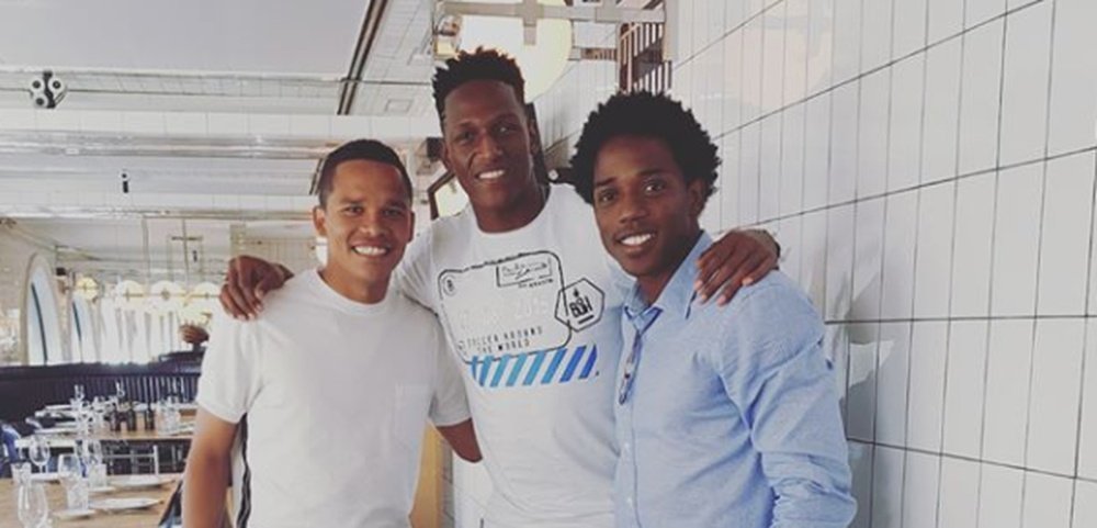 Los colombianos de Villarreal, Barça y Espanyol se reunieron en Barcelona.  Instagram/yerrymina