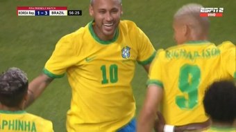 Parecia 'replay': Neymar marca o terceiro gol do Brasil. Captura/ESPN
