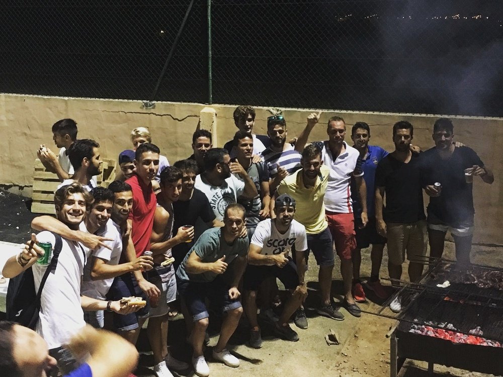 Los futbolistas de la SD Formentera, celebrando su pase ante el Lorca en la segunda ronda de la Copa del Rey. Twitter