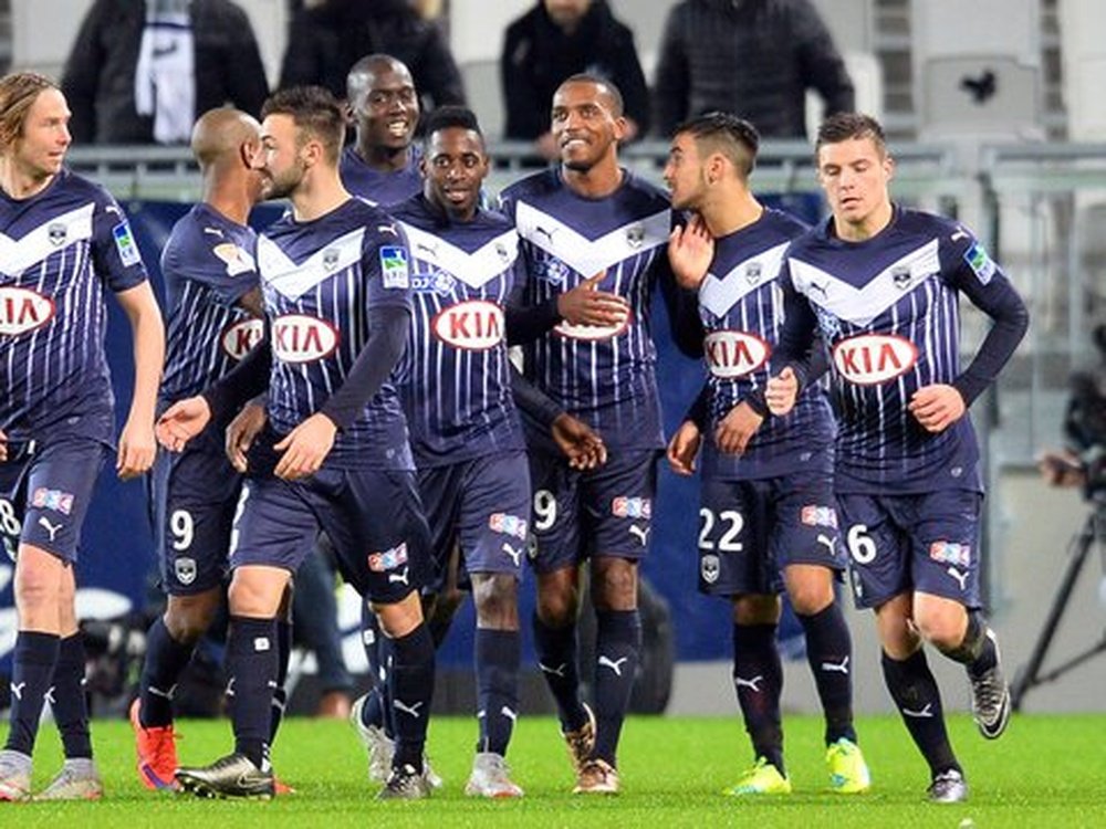 Los futbolistas del Girondins de Burdeos celebran uno de los tantos marcados  al Lorient. Twitter