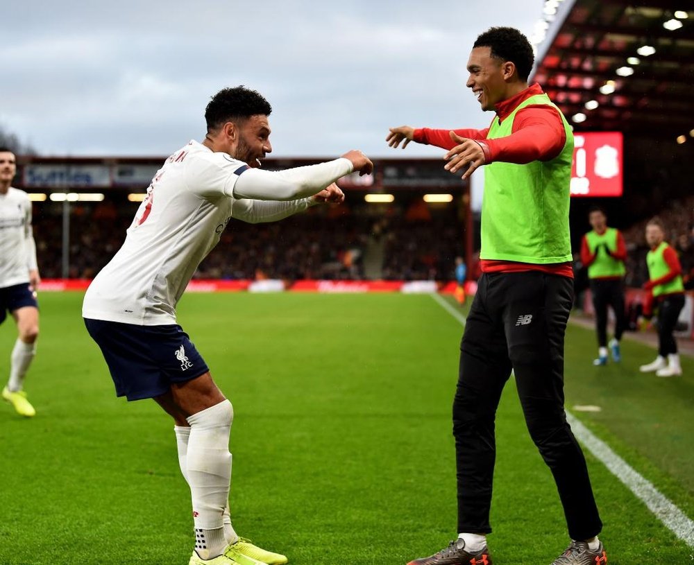 Alex Oxlade-Chamberlain celebrating after his goal. Twitter/LFC