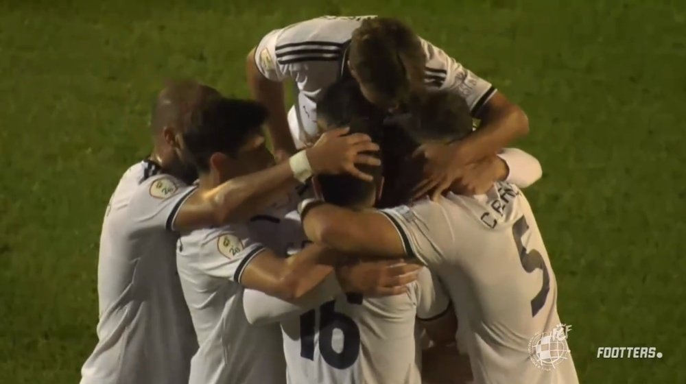 Esteban Granero hizo el 1-0 para el Marbella. Captura/Footters