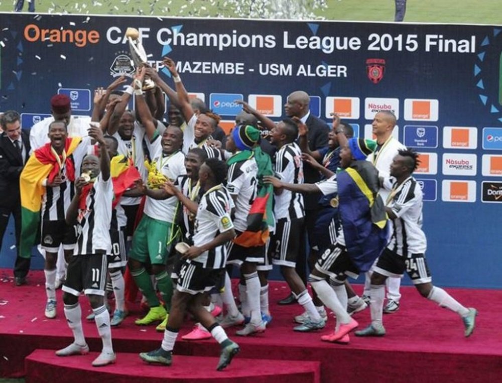 Los futbolistas del Mazembe celebran el título de la Liga de Campeones de la CAF 2015. Twitter