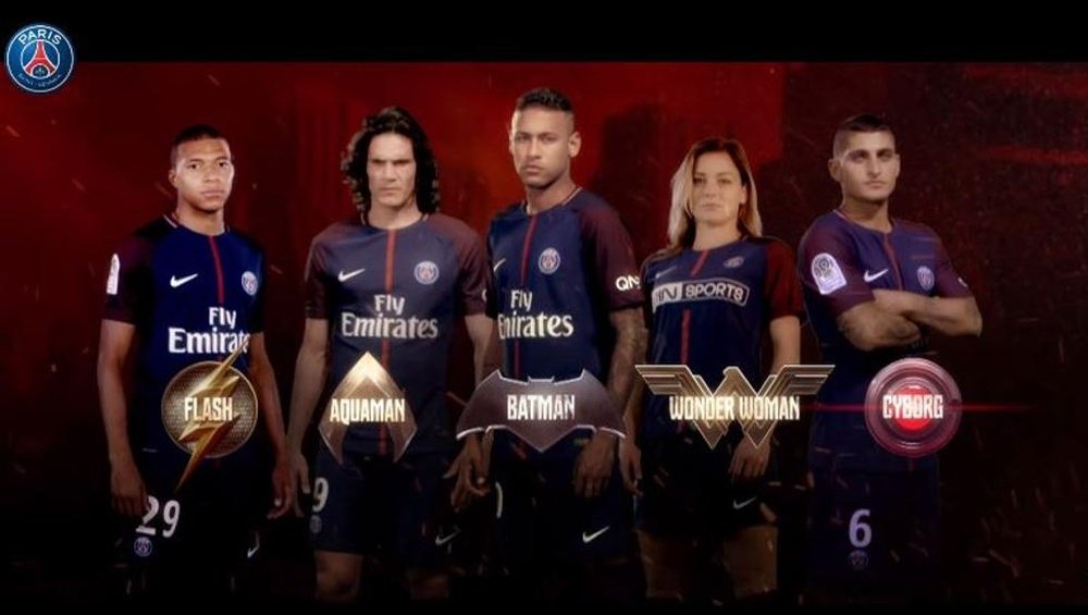 Mbappé, Cavani, Neymar, Boulleau y Verratti son los superhéroes del PSG. Youtube