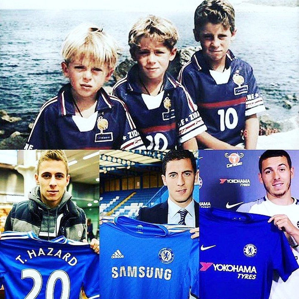 The three Hazard brothers at Chelsea. Twitter/Memedeportes