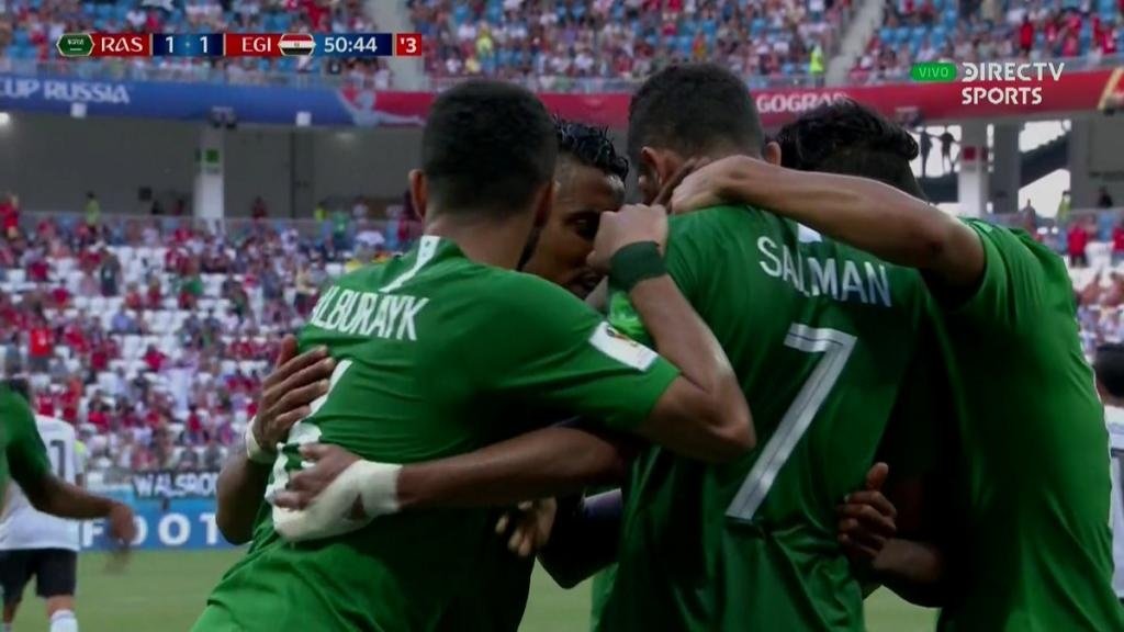 Saudi Arabia equalised from the penalty spot. Screenshot/DirecTV