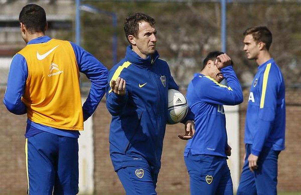 Los jugadores de Boca Juniors realizan un entrenamiento. Twitter
