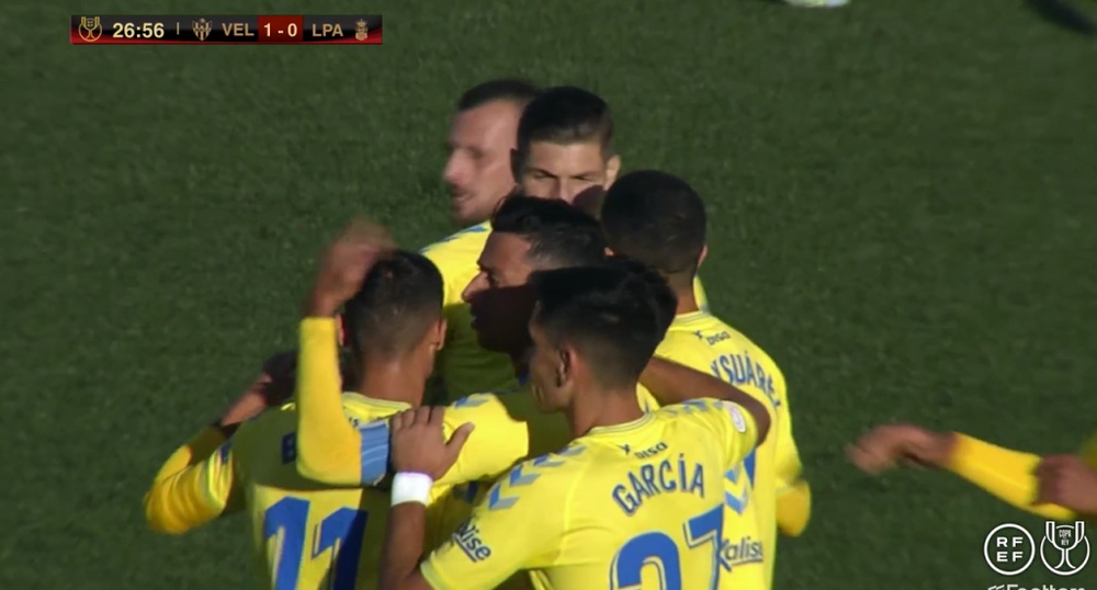 Las Palmas fue siempre a remolque de su humilde rival. Captura/Footters