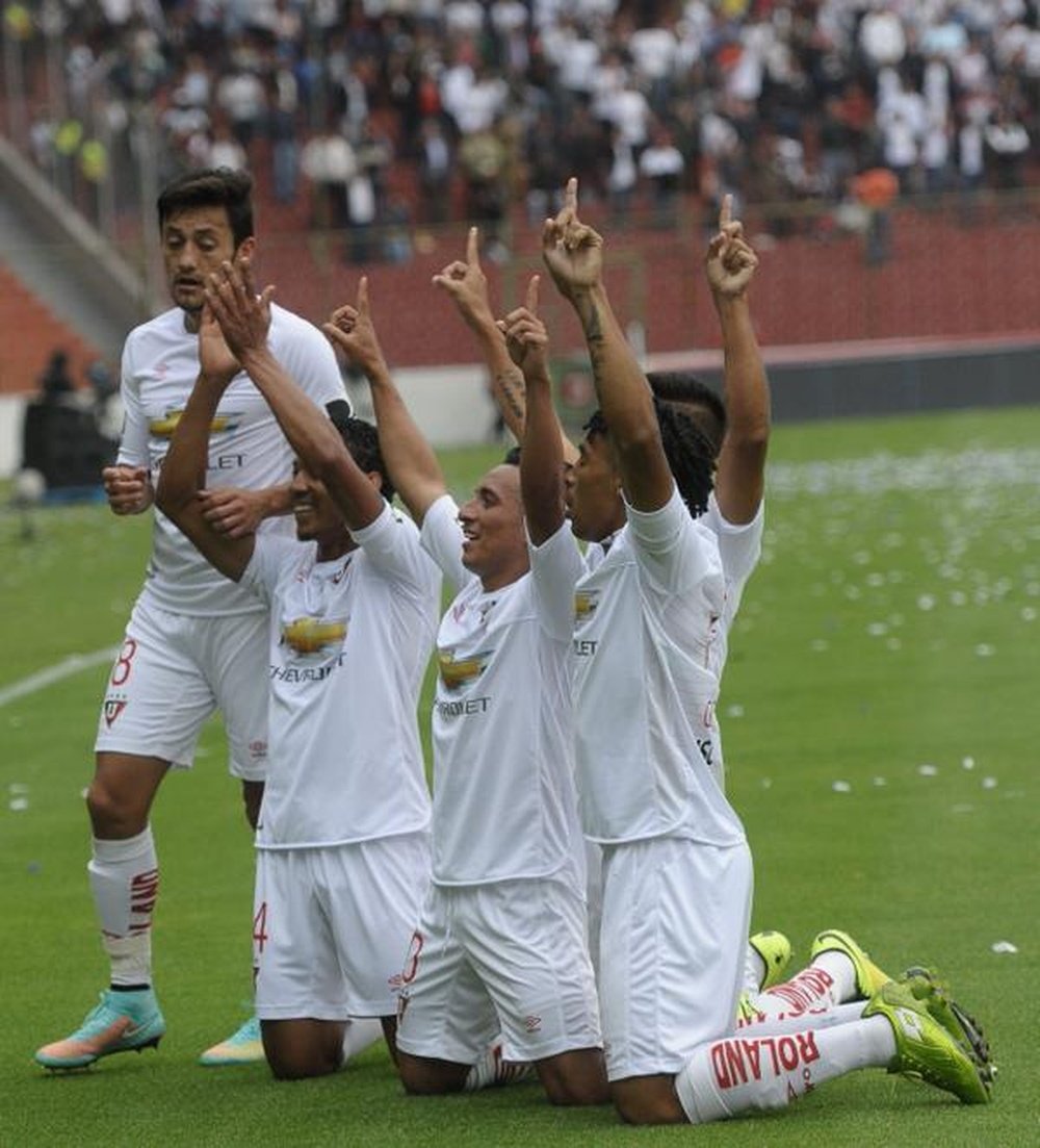 Los jugadores de Liga de Quito celebran uno de los tantos. Twitter