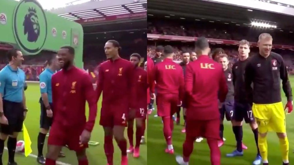 There was no pre-match handshake between Liverpool and Bournemouth. Captura/DAZN