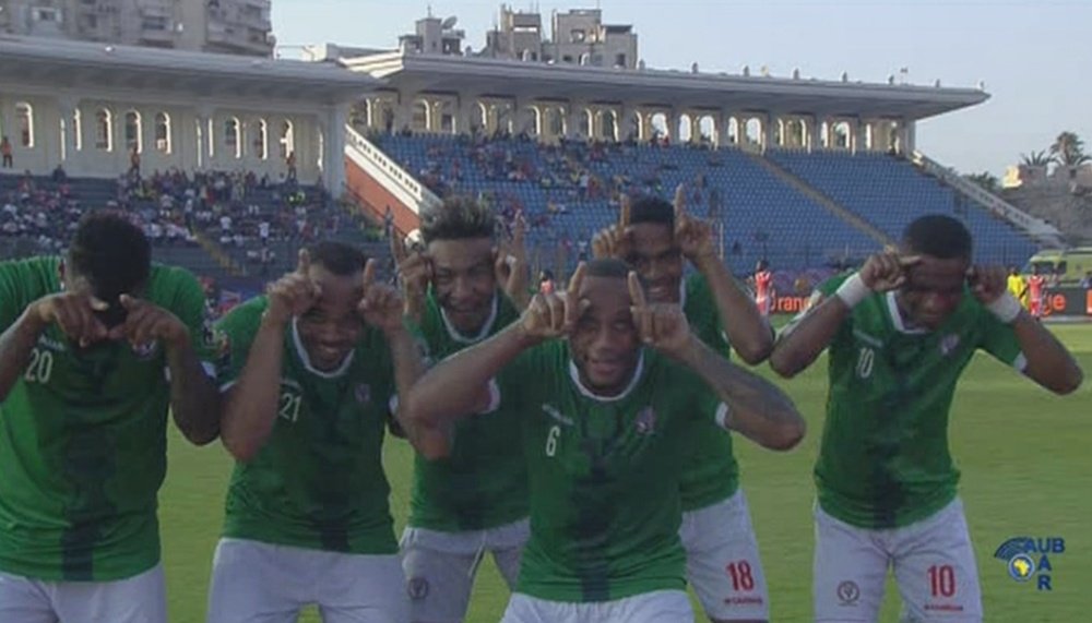 Madagascar celebró su gol con una peculiar celebración. Captura/Eurosport2