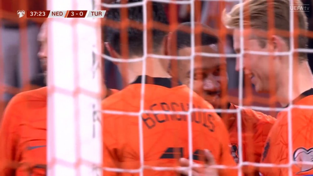 Memphis Depay was on fire as the Netherlands made it 3-0 before half-time. Screenshow/UEFATV