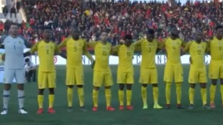 The South Africa national anthem was played from a mobile phone... and the Whatsapp went off!